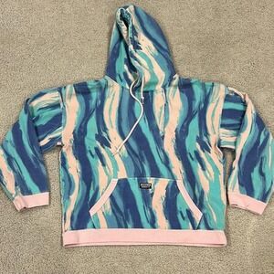 Adidas men's pullover hoodie vapor pink colorful‎ waves size Small